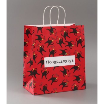 Пакет крафтовый «Поздравляъюъ»