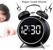 Металлический Led часы Будильник цифровой с двойным звонком, бесшумный