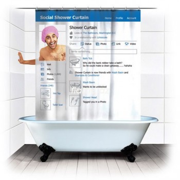 Занавеска для ванной "Социальная сеть"