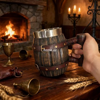 Металическая Кружка пивная "Бочка" 