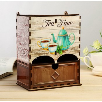 Чайный домик двойной с ящиком "Время пить чай"