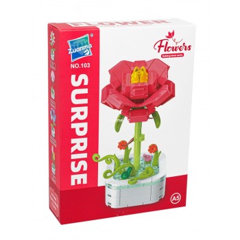 Конструктор Zuanma 3D цветок в горшке Пион A5 104 деталей