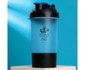 Шейкер спортивный Strong, чёрно-синий, с чашей под протеин